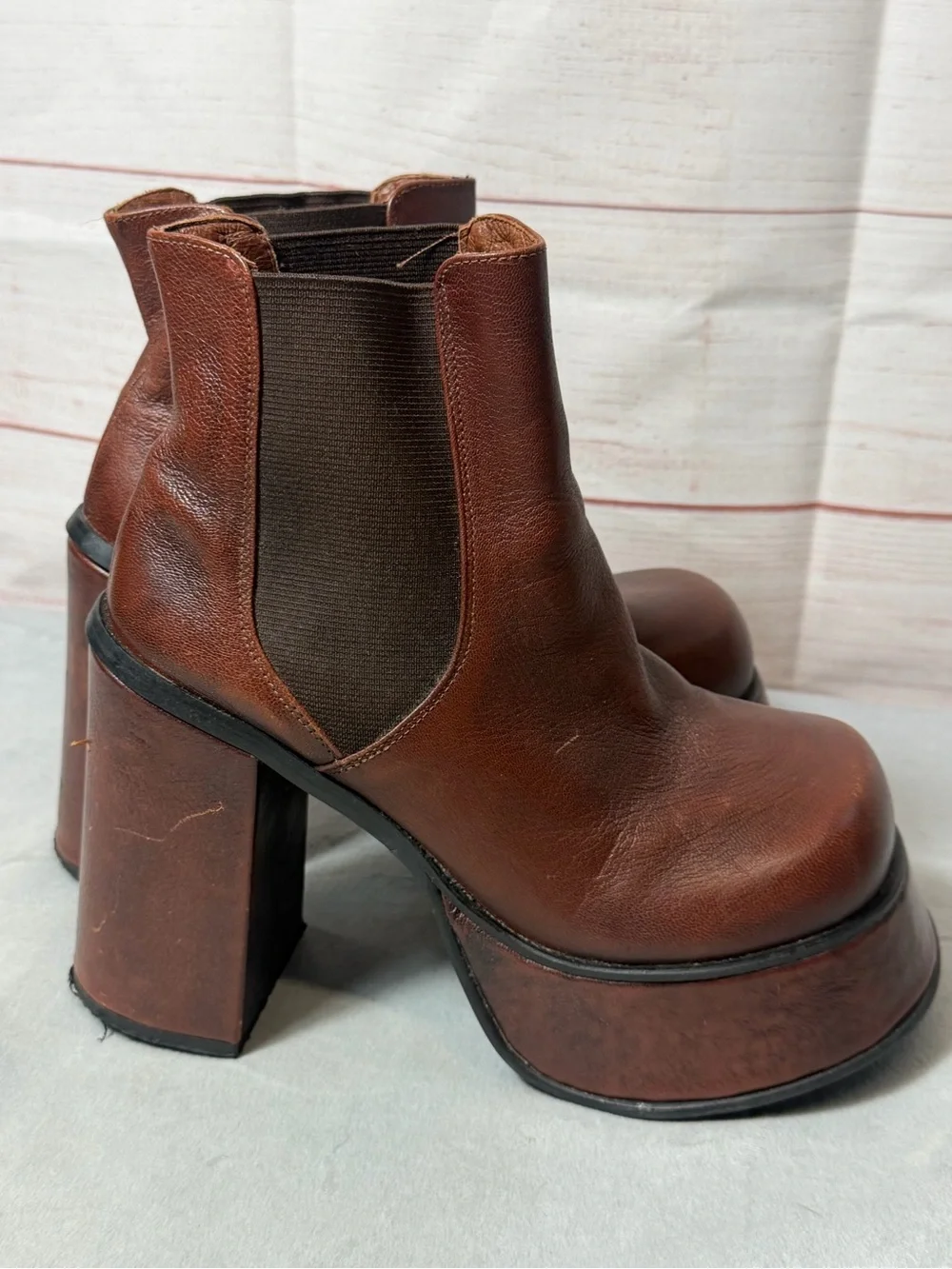 Shock Vintage 70's Inspired Platform Shoes Brown Women's Size EU 37 US 6.5-7